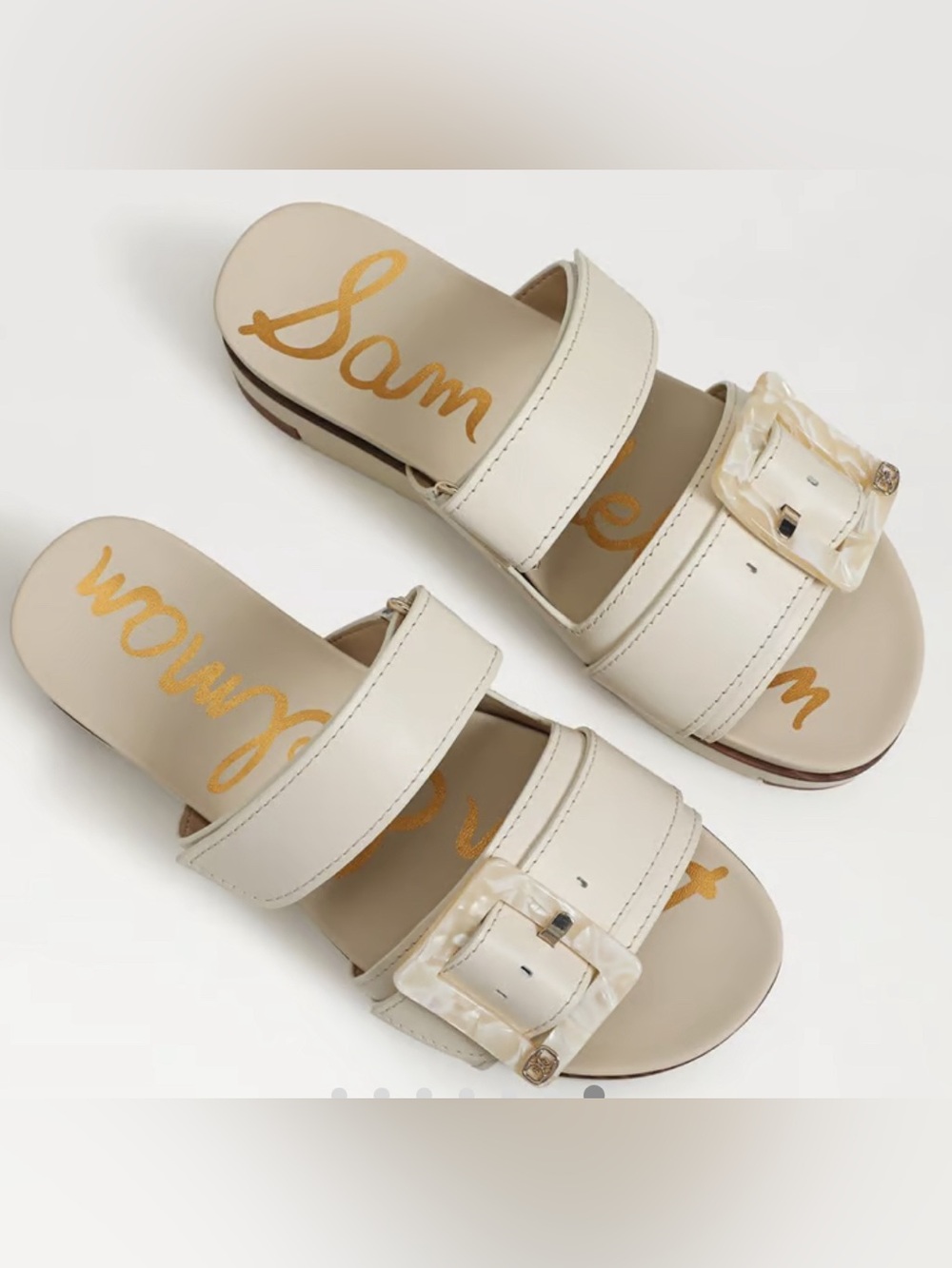 Sam Edelman Adrianna Ivory Double Strap Slide Sandals Size 7 Summer Resort